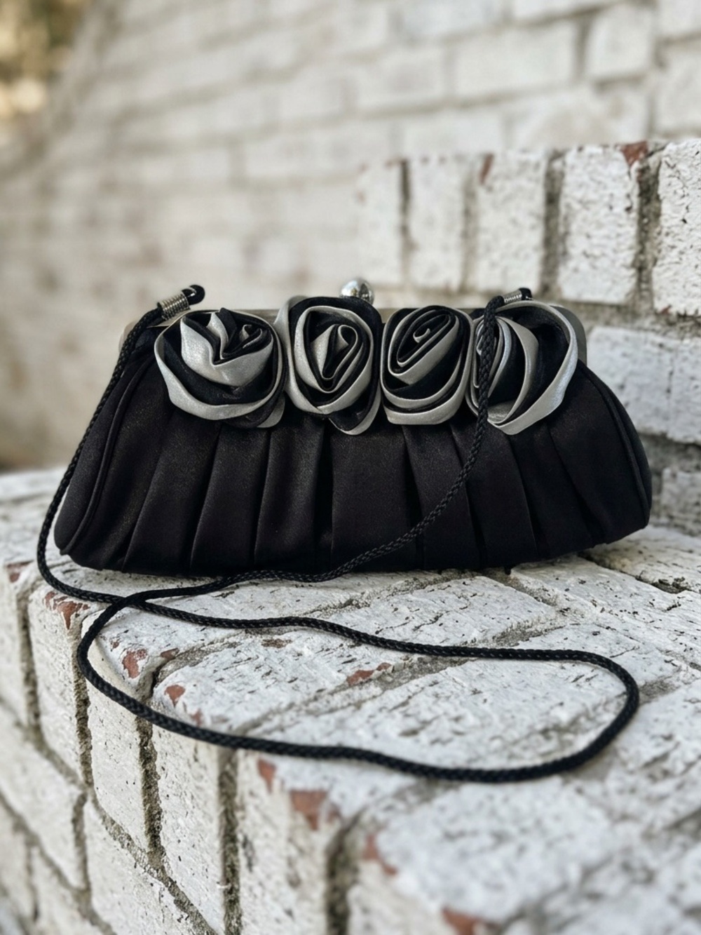 Elegant Black and Silver Clutch